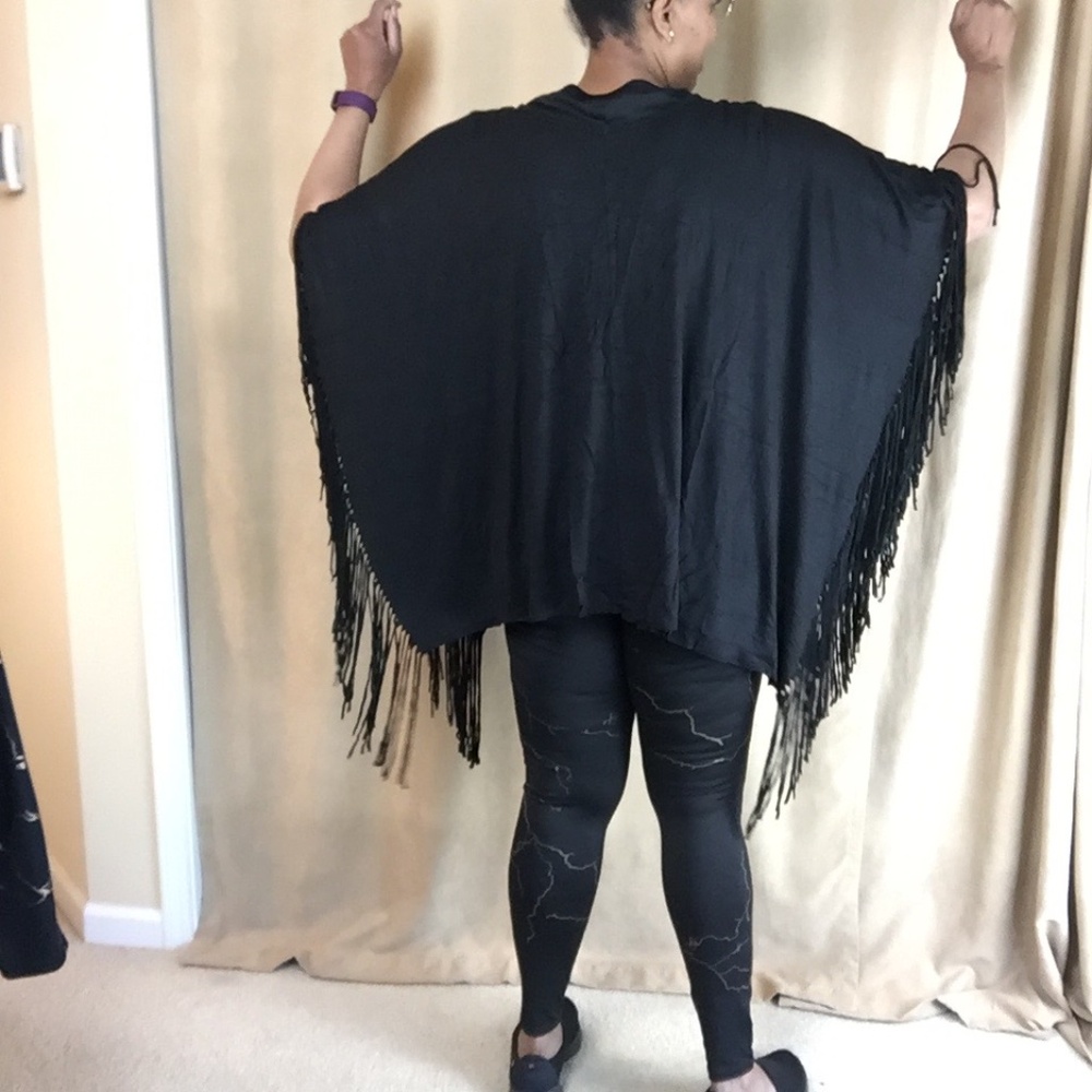 Fringe Poncho, Black, size 1X - Picture 6 of 11